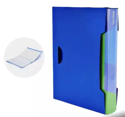 Папка-вкладыш с файлами, А4, 100 листов, голубая